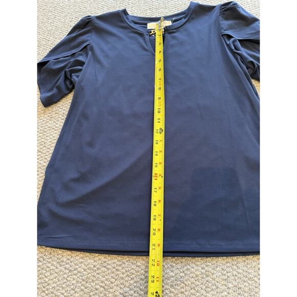 MICHAEL Michael Kors Women’s Navy Chain-Neck Flutter Sleeve Top (P/M) - Picture 6 of 8
